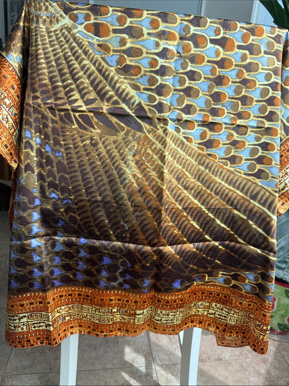 King Tutankhamen Falcon Feather Scarf 36 Inch Square